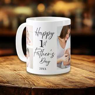 Mug Happy First Father's Day Dad 5 Photo Collage  