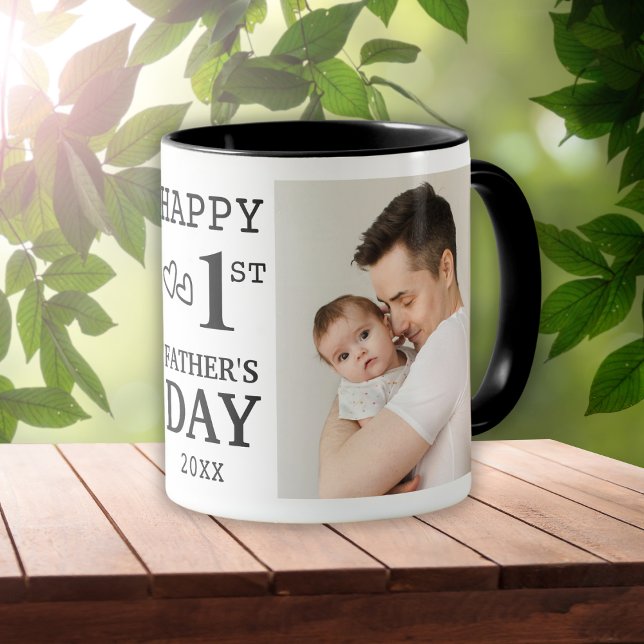 Mug Happy First Fête des pères 5 Photo Collage (First Father's Day Gift For New Dad)