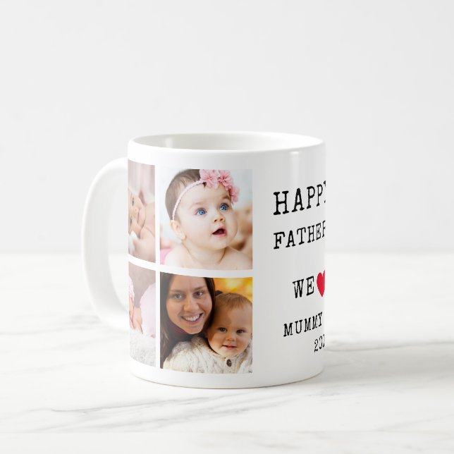 Mug Happy First Fête des pères 6 Photo Collage  (Devant gauche)