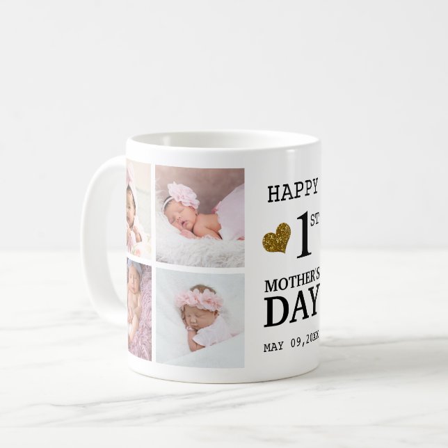 Mug Happy First Mother's Day 5 Photo Collage    (Devant gauche)