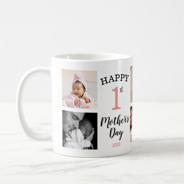 Mug Happy First Mother's Day 8 Photo Collage (Gauche)