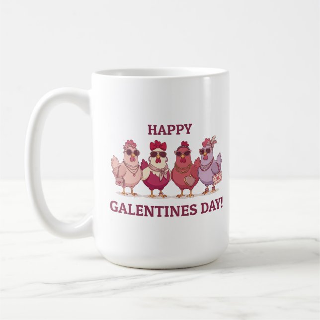 Mug Happy Galentines Day Chicken Squad Cute Funny Hens (Gauche)