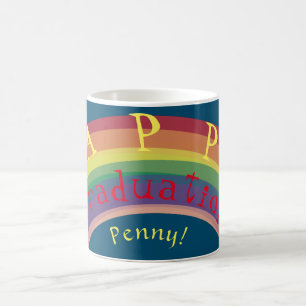 Mug "Happy Graduation !" Texte Rainbow personnalisé