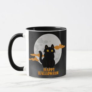 Mug Happy Halloween Chat avec Pleine lune