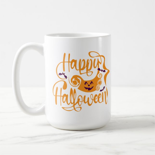 Mug Happy Halloween chauves-souris Jack-o'-lantern Cof (Gauche)