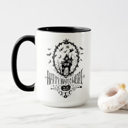 Mug Happy Halloween Haunted House Fancy Décor