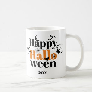 Mug Happy Halloween typographie avec éléments vintages