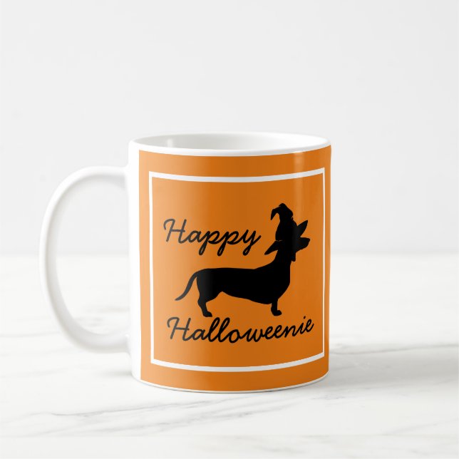 Mug Happy Halloweenie Halloween Witch Casquette Dachsh (Gauche)