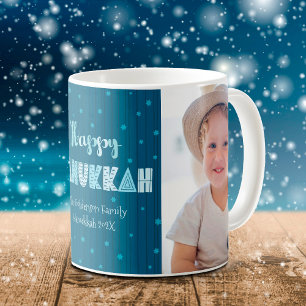 Mug Happy Hanoukka Fun Typography Star of David Nom