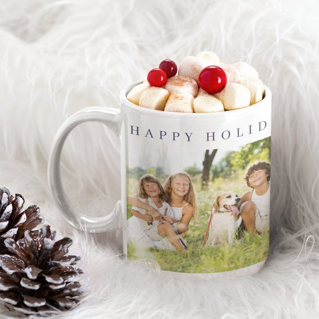 Mug Happy Holiday typographie photos personnalisées (Créateur téléchargé)