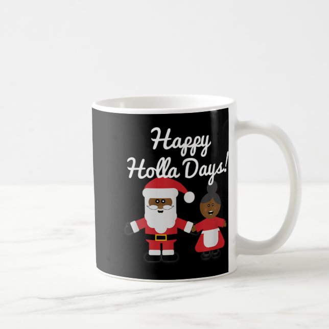Mug Happy Holla Days Santa And Mrs Claus Black Christm (Droite)