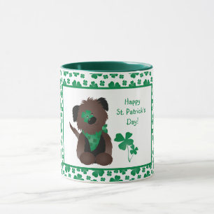 Mug Happy Jour de la Saint Patrick Chien quatre feuill