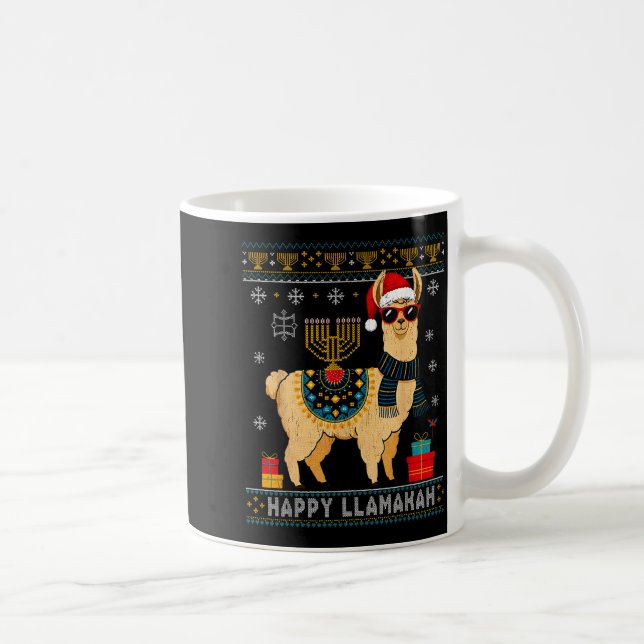 Mug Happy Llamakah Funny Ugly Hanukkah Sweater Llama P (Droite)
