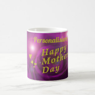 Mug happy mothers purple, and gold personalis