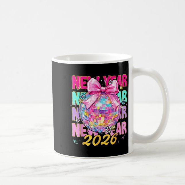 Mug Happy New Year 2026 Coquette Bow &amp; Disco Ball  (Droite)