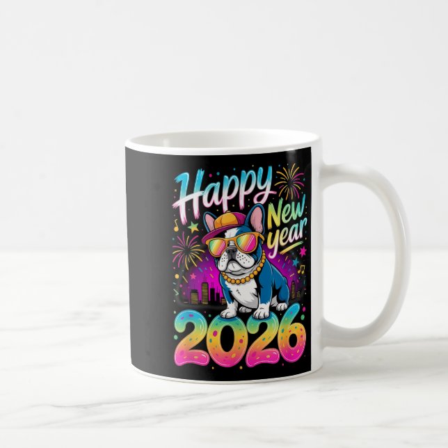Mug Happy New Year 2026 French Bulldog Fireworks Party (Droite)