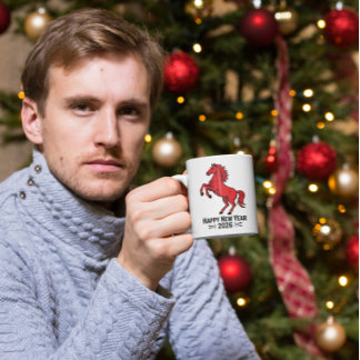 Mug Happy New Year 2026 Red Horse Graphic