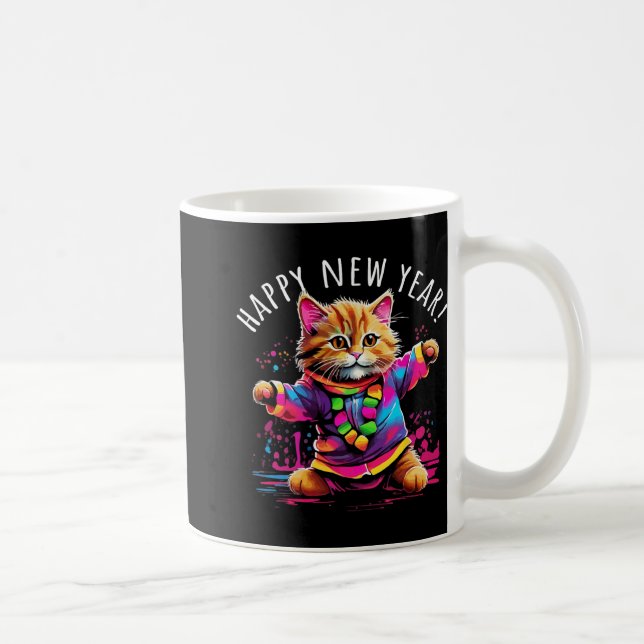 Mug Happy New Year Party Dancing Cat Design  (Droite)
