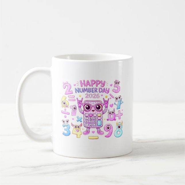 Mug Happy Number Day 2026 Cute Calculator Design (Gauche)