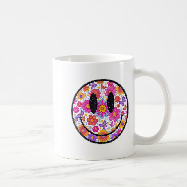 Mug Happy Retro Daisy Smile Face Preppy Aesthetic Men  (Droite)