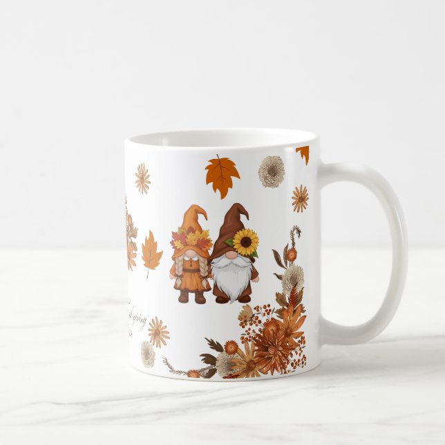 Mug Happy Thanksgiving Gnome Floral Art (Droite)