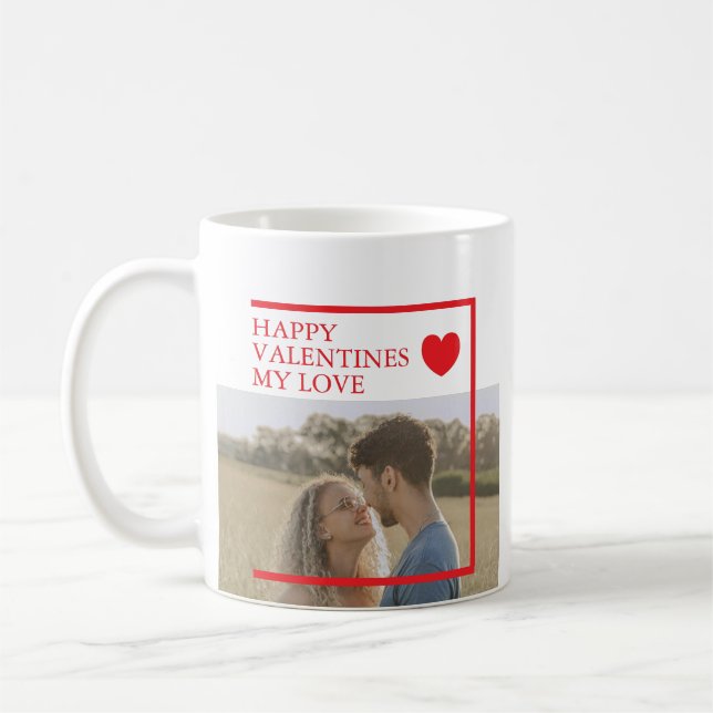 Mug Happy Valentines Custom Photo (Gauche)