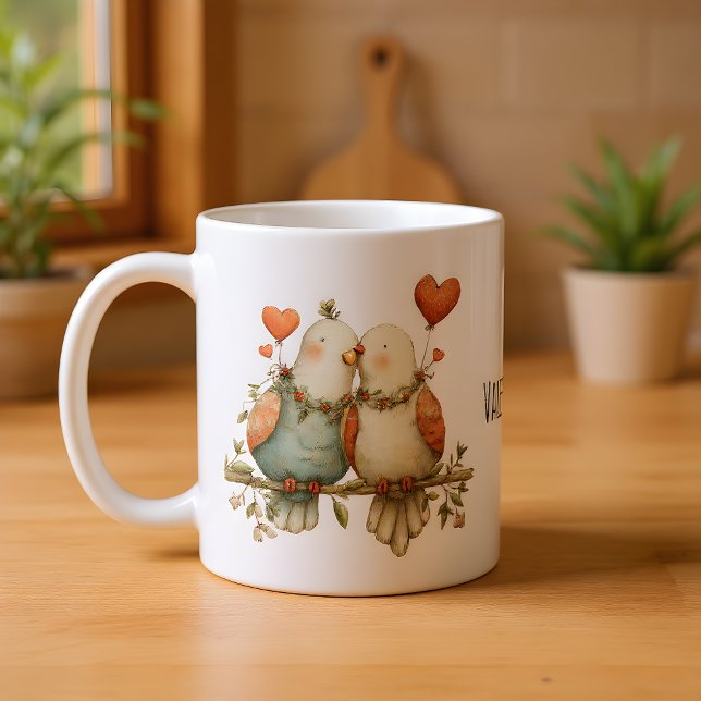 Mug Happy Valentine's Day Charming Love Birds (Créateur téléchargé)