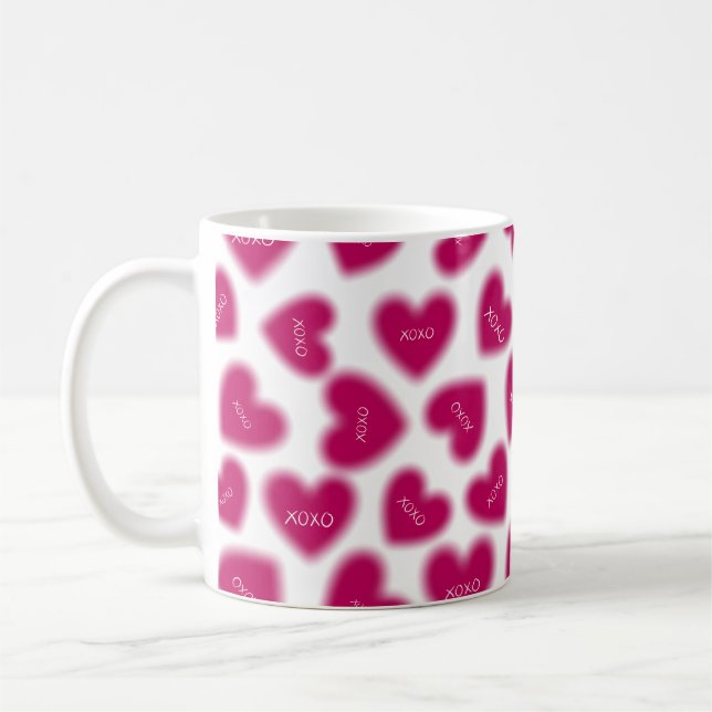 Mug Happy Valentines Day Hugs and Kisses Modern  Coffe (Gauche)