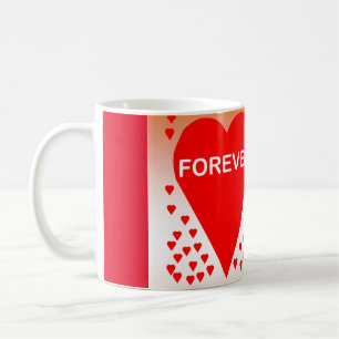 Mug Happy Valentine's Day Text Forever Love Hearts Red