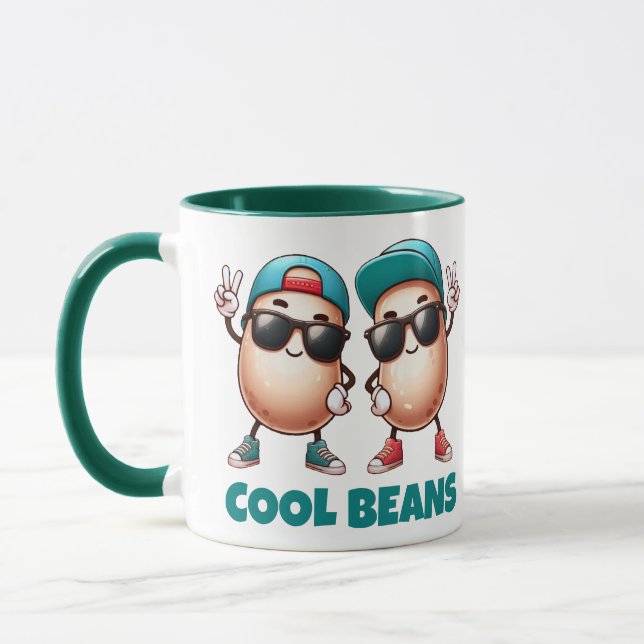 Mug Haricots Cool amusants portant Casquette et Basket (Gauche)