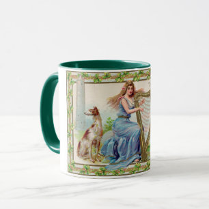 Mug Harpe et chien, Shamrock, Saint Patrick's Day, Vin