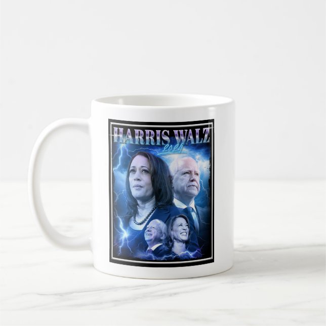 Mug Harris Walz 2024 Retro 90s Style (Gauche)
