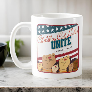 Mug Harris Walz Femmes Chat Sans Enfant Unite Poings