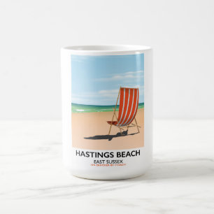 Mug Hastings Beach, East Sussex affiche de voyage vint