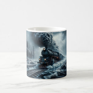 Mug Haunting Steam Train à travers une ville oubliée