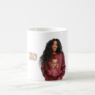 Mug Haut XO Black Girl Bourgogne Ours en Teddy
