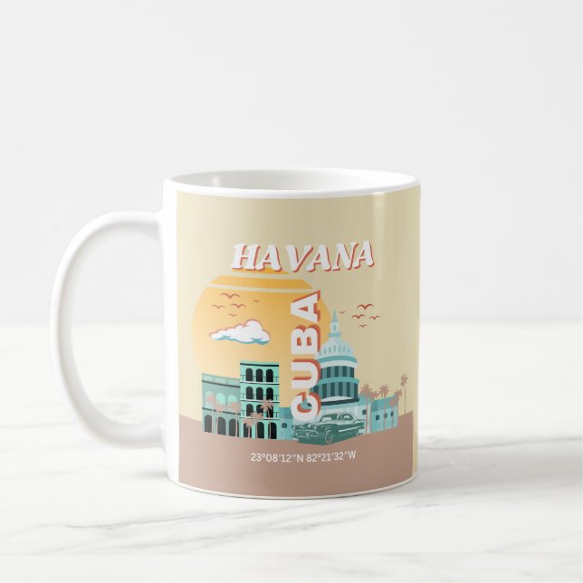 Mug Havana Cuba Retro Art Voyage (Gauche)