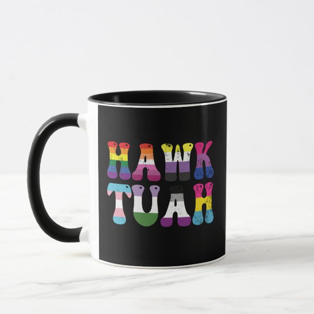 Mug Hawk Tuah Funny LGBTQ Rainbow Flag Ally Trans (Gauche)