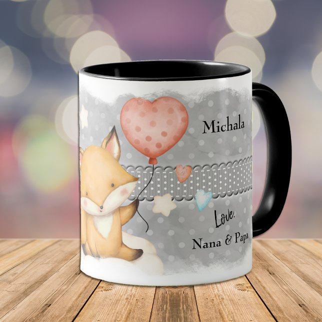 Mug Heart Balloon Fox Valentine des enfants (Créateur téléchargé)