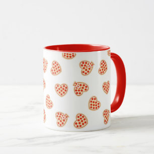 Mug Heart Pepperoni Pizza Motif