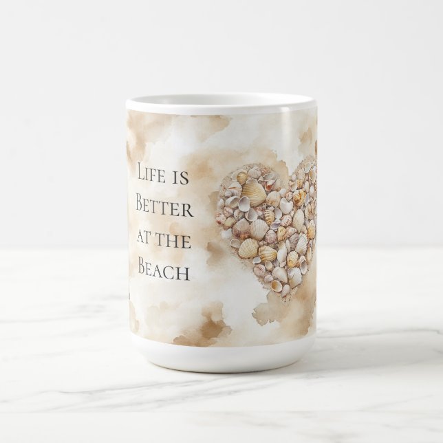 Mug Heart Sea Shells Sand (Centre)