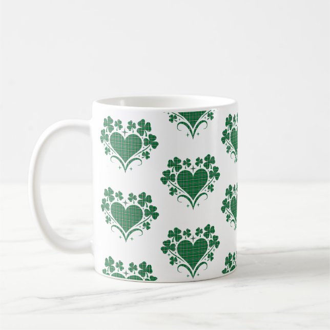 Mug Heart Shamrock Plaid Green Classic Clover (Gauche)