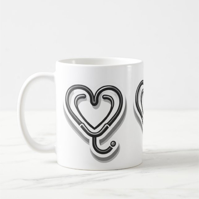 Mug Heartbeat for lovers: stethoscope for medical  (Gauche)