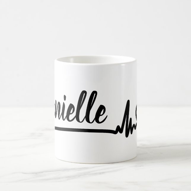 Mug Heartbeat Love Personnalisé Nom Personnalisé Cool  (Centre)