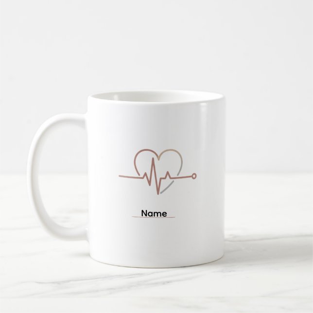 Mug Heartbeat Pulse Love Minimalist  (Gauche)