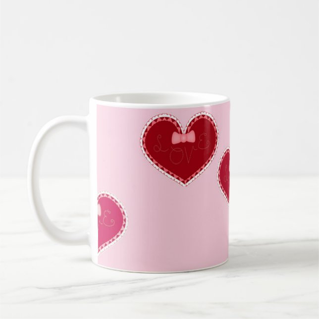 Mug Hearts with lace on pink (Gauche)