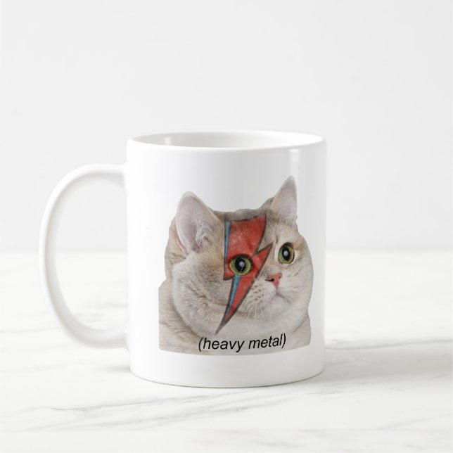Mug Heavy Breathing Cat Meme Heavy Metal Rocker (Gauche)
