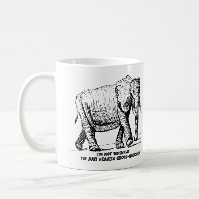 Mug Heavy Cross-Hatched Elephant (Gauche)