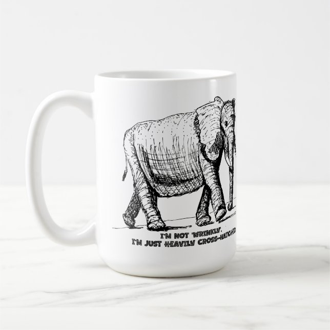 Mug Heavy Cross-Hatched Elephant (Gauche)