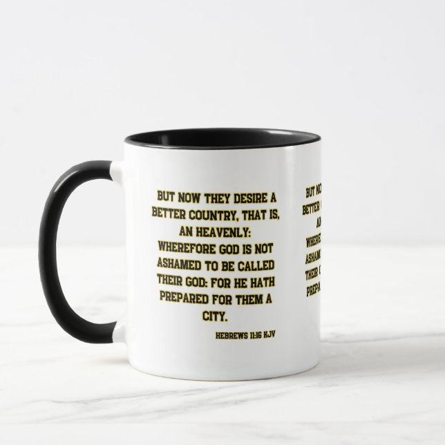 Mug Hébreux 11:16 KJV Bible Écriture à deux tons (Gauche)